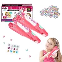 Feilium Glitter Diamond Styling Tools Hair Gemstone Styling Set to Light Up Girls, Hair Gem Styling Set, Glitter Diamond Tool for Hair, with Reusable Shining Diamonds Birthday Gifts Toys (2PCS)