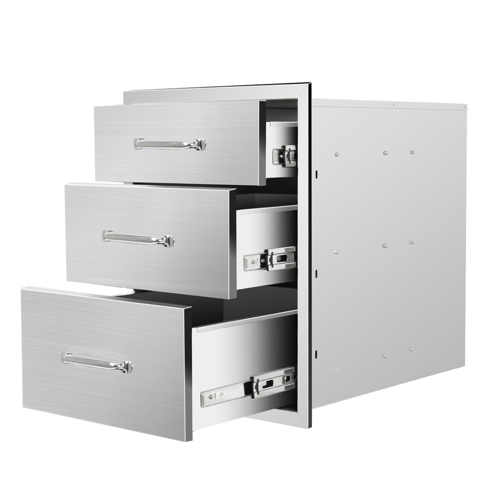 Outdoor Kitchen Drawers 18''Wx 23''H x 23''D Triple BBQ Drawers Stainless Steel Built-in Drawer for Outdoor Kitchen Island, Patio Grill Station
