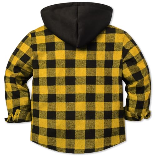 DAIMIDY Boy's Button Down Plaid Flannel Shirt Long Sleeve Hoodie Jacket2