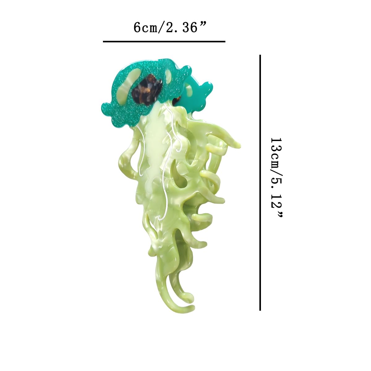 Novelty Ocean Jellyfish Hair Clips,Cellulose Acetate Hair Clips,Big Claw Clips for Girl,Hair Accessories,: Green