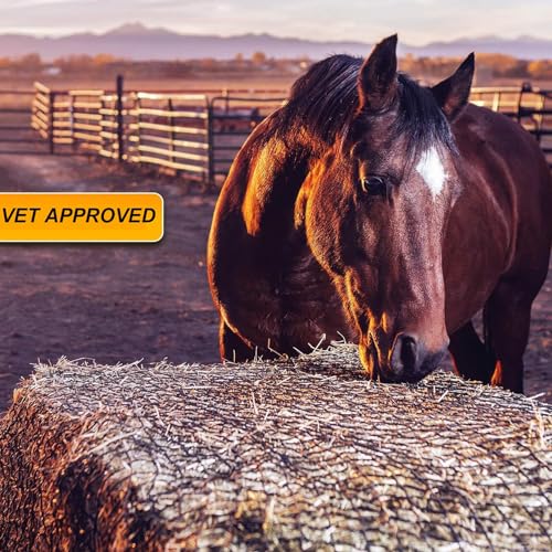 Redes de heno para caballos, balas de heno redondas de alimentación lenta, alimentador de heno para caballo, malla de heno para campo de granja (tamaño: 5 pies x 6 pies)