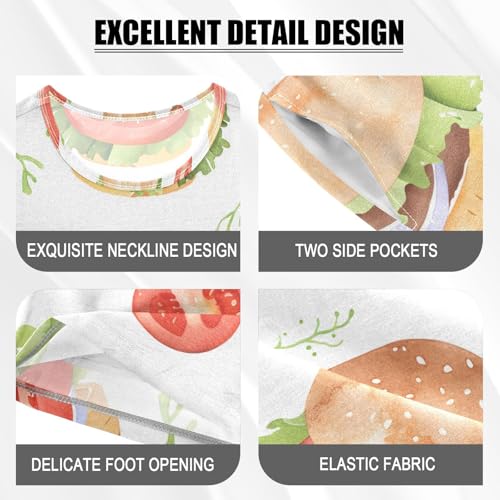 ALAZA Hamburger Tomato Pajamas Short Sleeve 2 Piece Sleepwear Top and Bottom Pajama Set Unisex4