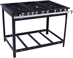 Fogão Industrial Venâncio 6 Bocas 3 Simples a Gás Natural Baixa Pressão Espera para Forno E6-22110