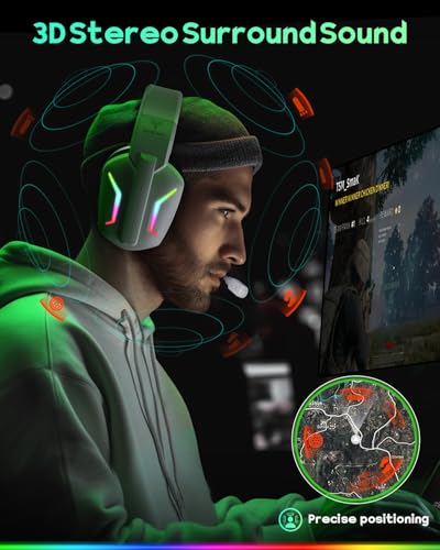 Image of WESEARY Wireless Gaming Headset with Mic for Ps5, Ps4, PC, 20ms Ultra-Low Latency 2.4GHz Bluetooth 5.4 Gaming Headphones, 1200mAH Battery Life & 3D Spatial Audio for FPS Gamers, White