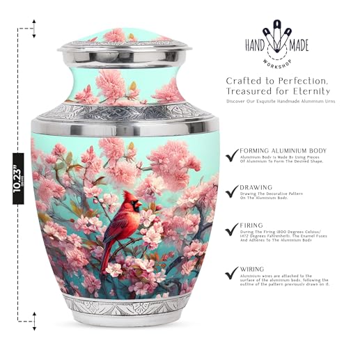 Image of Cardinal Bird Urn Large Cremation Urn for Ashes Adult 1 Large & 4 Small | Large Cremation Urn for Ashes Adult Male Dad Keepsake Burial Urns for Human Ashes Adult Small Cremation Urns