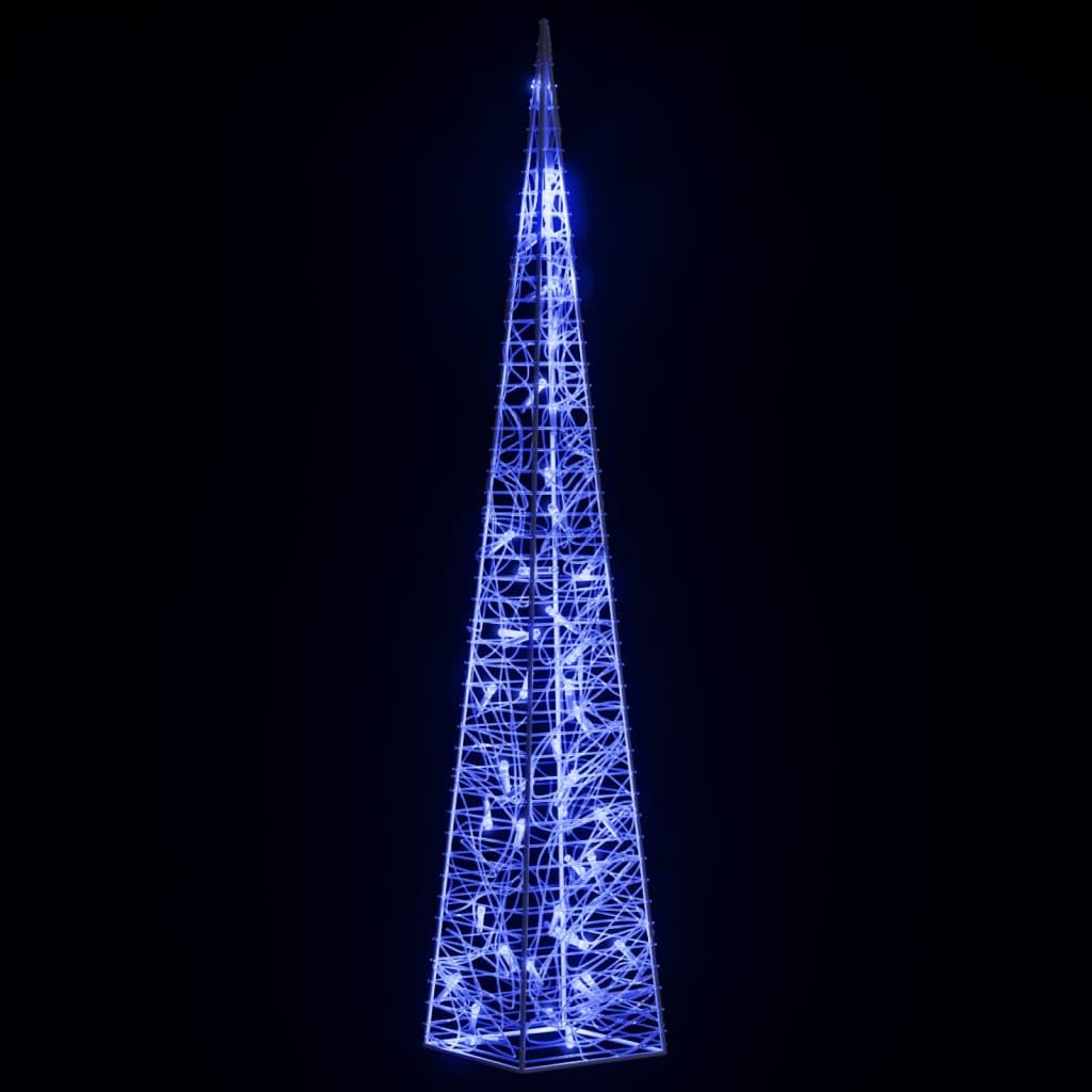 LED-Leuchtkegel Acryl Blau 90 cm mit 45 LEDs und 8 Lichteffekten, wasserdichtes Batteriefach für Innen Außen Weihnachtsbeleuchtung Garten Balkon Terrasse festliche Dekoration
