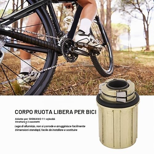Tbest Corpo Ruota Libera per Bici a 11 velocità – Lega di Alluminio, 2 Cuscinetti, Foro da 15 mm – Compatibile con Bici da Strada e