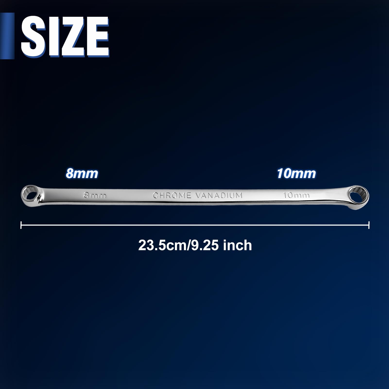 SPEEDWOX Clé à douille double 8 x 10 mm, extra-longue, en acier au chrome-vanadium, clés d'aviation, système métrique, 12 pans, déport supplémentaire de 0 degré, polie, outils de réparation, 9 pouces