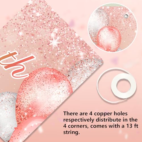Image of Happy 37th Birthday Rose Gold Banner Cheers to 37 Years Old Backdrop Confetti Balloons Theme Decor for Women 37 Years Old Pink Birthday Party Decorations Bday Supplies Background Favors Gift Glitter