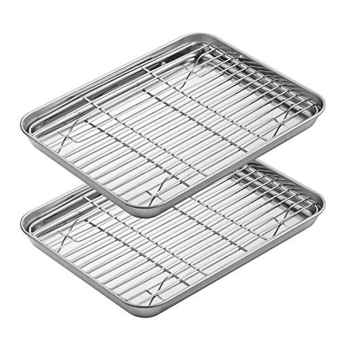 Buy WEZVIX Stainless Steel Baking Sheet with Cooling Rack Set of 2 Cookie Sheet with Wire Rack
