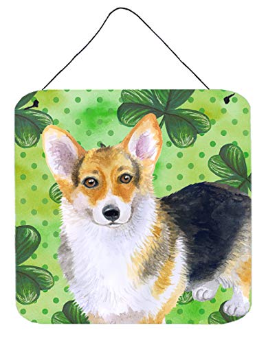 Caroline's Treasures BB9816DS66 Pembroke Corgi St Patrick's Wall or Door Hanging Prints, Green Aluminum Metal Sign Kitchen Wall Bar Bathroom Plaque Home Decor, 6x6, Multicolor