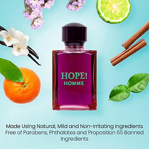 Novoglow Hope Homme For Men - 100Ml Eau De Parfum Spray For Men - Spicy Floral & Intense Fragrance Warm Scent Lasts All Day Long Includes Carrying Pouch Gift For Men For All Occasions #TOP6