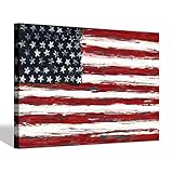 SD SOFT DANCE Flag Artwork Old Glory Painting: Vintage American Flag Wall Art USA Stars Stripes on Wooden Background Canvas Print on Canvas Picture for Office (11'' x 16'' x 1 Panel)