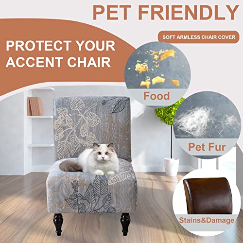 Image of Eco-Ancheng Armless Chair Slipcover - Removable, Washable, Printed Accent Chairs for Living & Dining Room