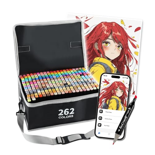 イラストマーカー⭐️262色 カラーペン セット 無料APP付き 太ペンタイプ Amazon | イラストマーカー 262色 カラーペン セット 無料APP