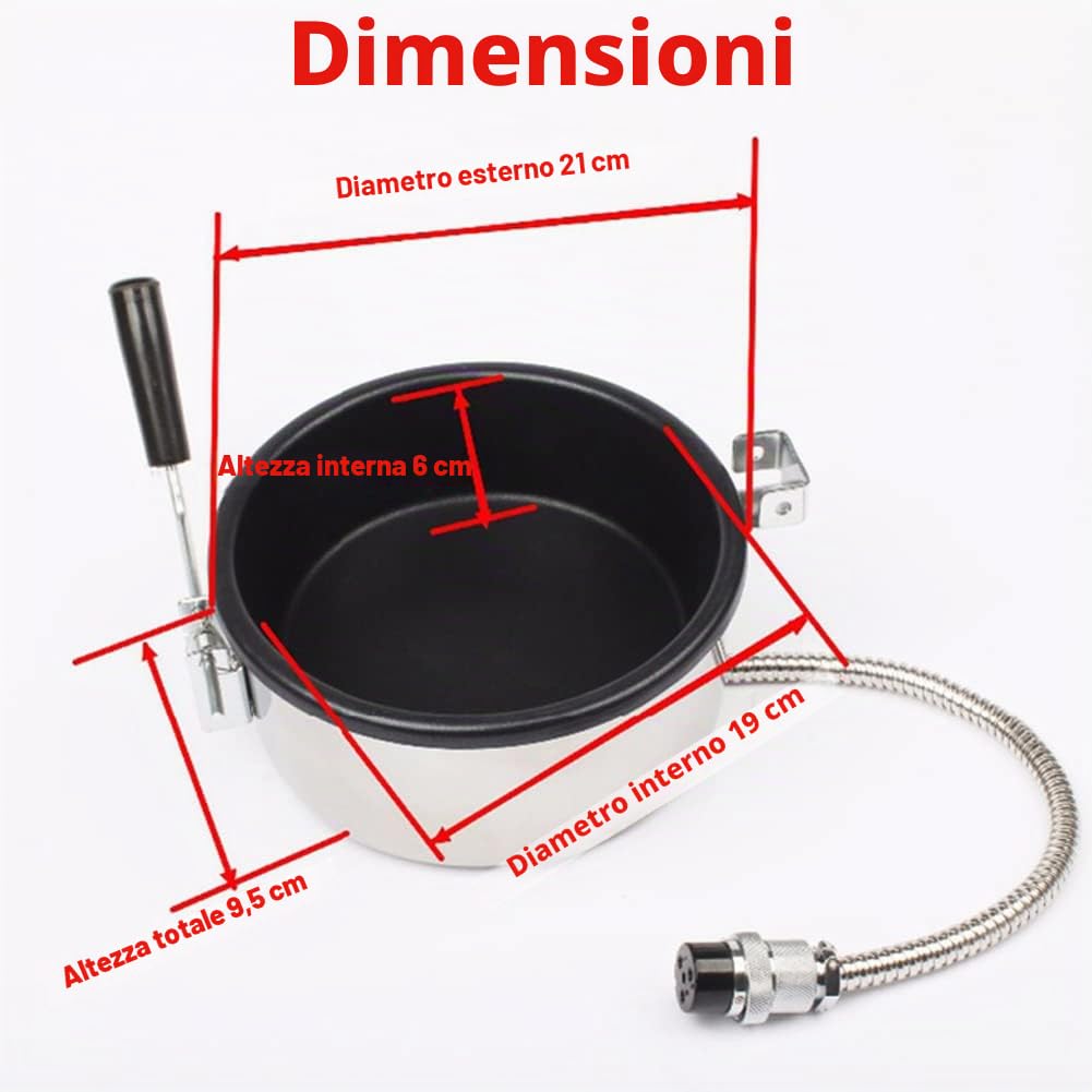 Macchina Popcorn Aria Calda Accessori, Pentola per Pop Corn da 230g, Parti Elettriche per Popcorn a Manovella, Padella Antiscottatura Antiaderente Universale, per Mais, Merenda(2 holes-15mm)