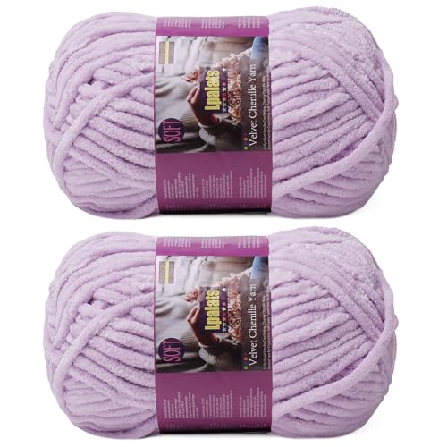 Image of Chunky Chenille Yarn for Crocheting, Purple Fluffy Blanket Yarn for Crochet