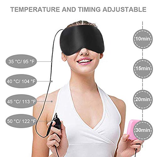 Usb Steam Eye Mask, Adjustable Temperature Control Electric Heated Eye Mask To Relieve Eye Stress, Warm Therapeutic Treatment For Dry Eye, Blepharitis, Styes (Black) #TOP3