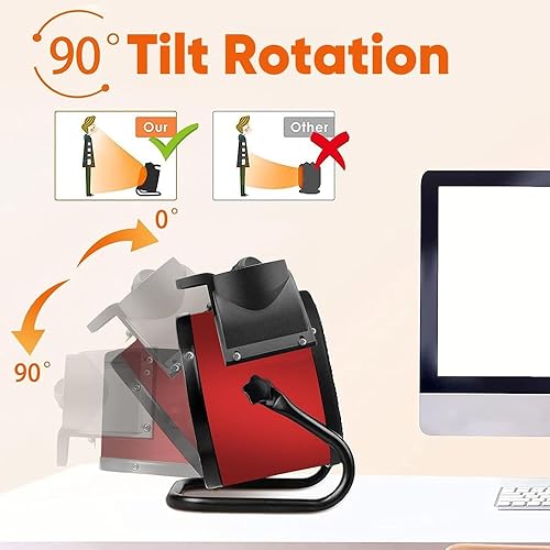 Miniatura 5 de Saker - Calentador de cerámica portátil de 3000 W con termostato ajustable, tecnología de calentamiento rápido PTC, oscilación de 90 y protección de