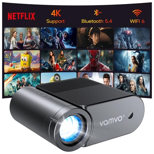 Portable WiFi Projector, Native 1080P Mini Movie Projector, 200 ANSI, WiFi & Wired Screen Mirroring, HDMI USB Type‑C, Video Projector for Home Theater Bedroom & Outdoor Camping