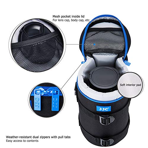 Image of JJC Deluxe Lens Case Pouch Bag for Canon EF 100-400mm f4.5-5.6L IS USM /EF 70-200mm f2.8L, RF 600mm f11 IS STM, Nikon AF 80-200mm f2.8D /AF-S 70-200mm f /2.8G & More Lenses Below 4.3 inch x 8.8 inch(D x L)