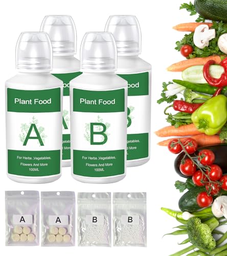 Ambgrow 800ml Hydroponics Nutrients Fit for AeroGarden Hydroponic Indoor Garden, Hydroponics Supplies A&B Plant Foods hydroponic Nutrient Solution for Vegetables Fruits Flowers Thrive