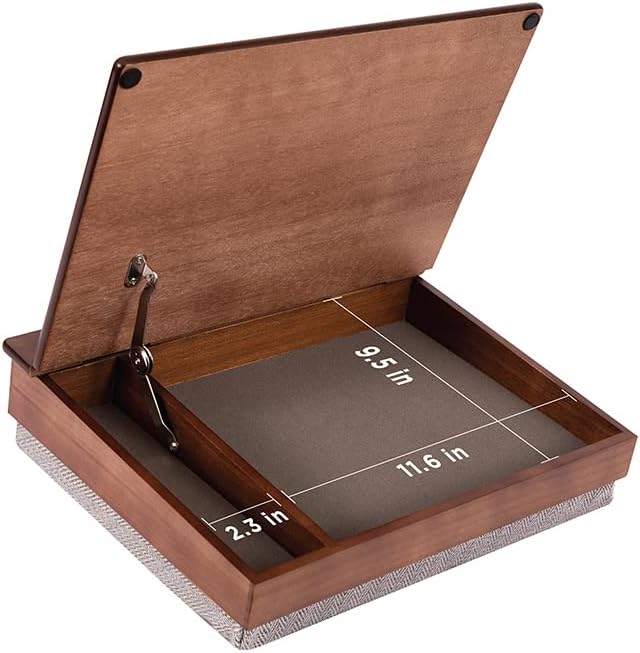 Miniatura 7 de LAPGEAR Escritorio de regazo Schoolhouse con compartimentos de almacenamiento - Madera de acacia - Java - Estilo No. 45072