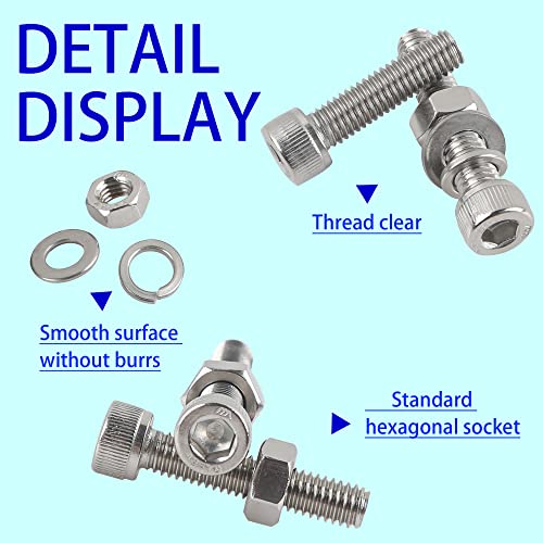 HVDHYY M5 M6 M8 Nut and Bolt set Machine Screws & Nuts Assortment kit 304 Stainless Steel Hex Socket Button with a Reusable Storage Box (300pcs) - Image 4