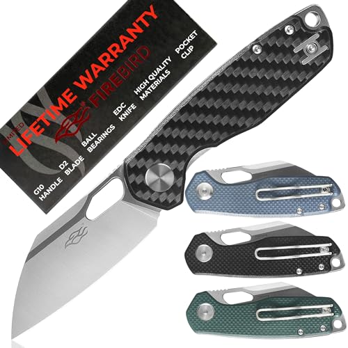Firebird GANZO FH924-CF Pocket Folding Knife Wharncliffe D2 Steel Blade G10 Anti-Slip Handle with Clip Camping Hunting Fishing Outdoor EDC Pocket Knife (Carbon Fiber Black)