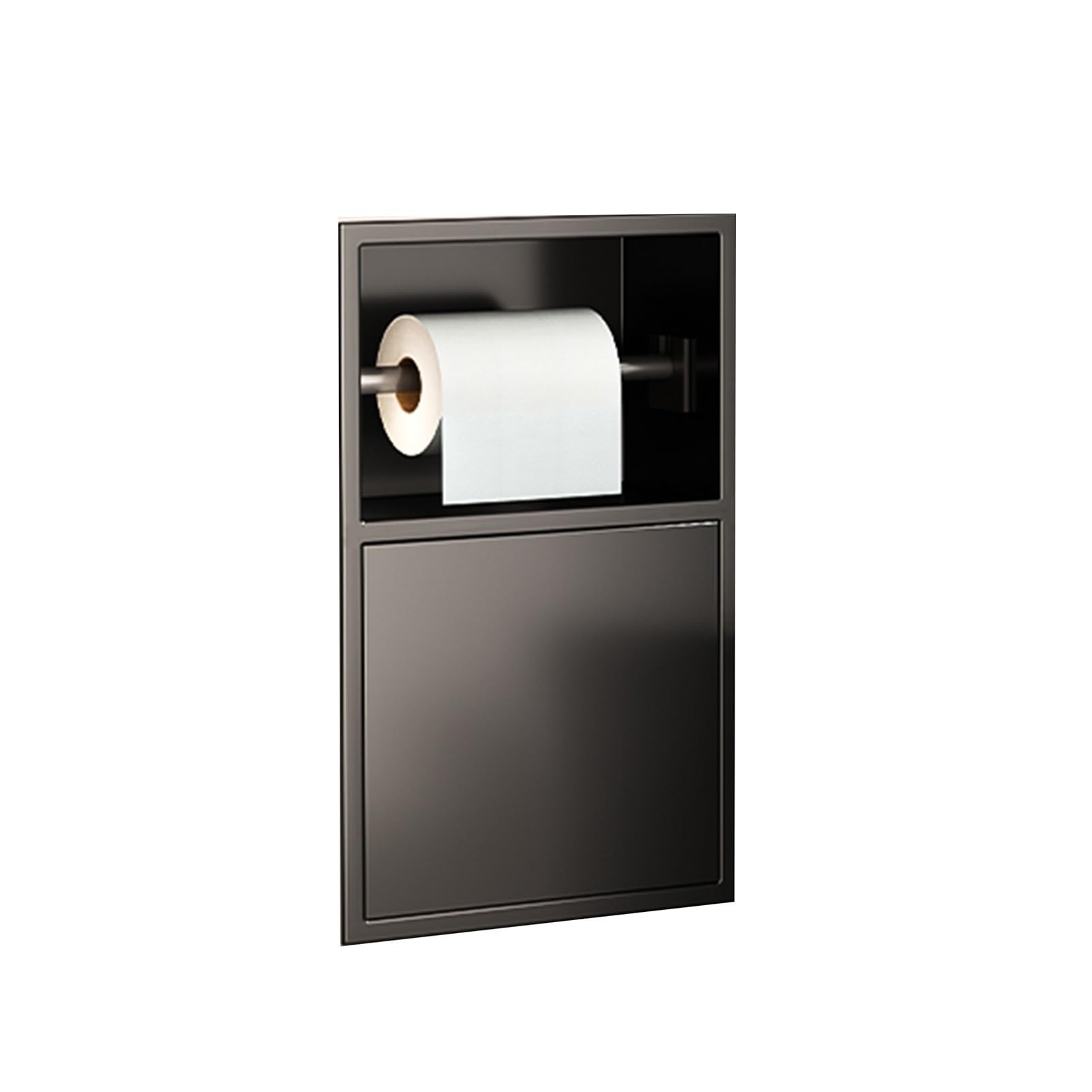 QUSYZD Recessed Water Proof Bathroom Niche, BuiltIn Trash Can, Toilet Tissue Holder with Storage Cabinet for Living Room Kitchen Bathroom,Black-48x20x12.5cm