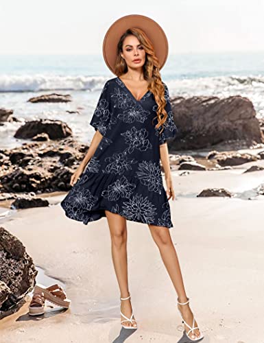 Aoulaydo Womens Swimsuit Coverups Sexy V Neck Bathing Suit Cover Ups Casual Loose Cover Up for Swimwear2