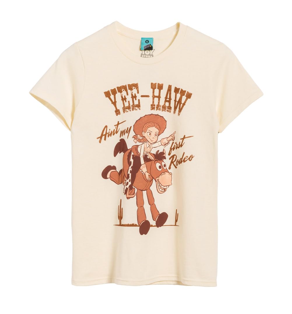Truffleshuffle Women's White Disney Toy Story Jessie Yee Haw Fitted Natural T Shirt