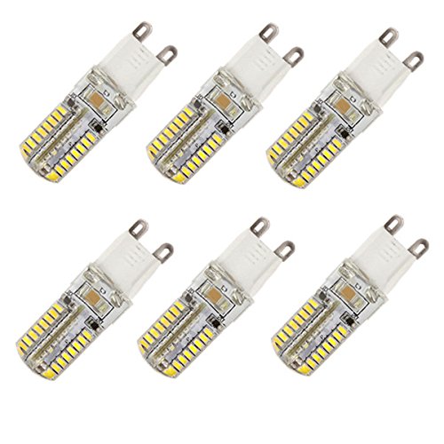 KINGSO 6pcs Pack G9 5W 3014 SMD 64 LED Cool White Light LED Corn Crystal Light Bulbs 360 Degrees Energy Saving Capsule Spotlight Lamps AC 110V