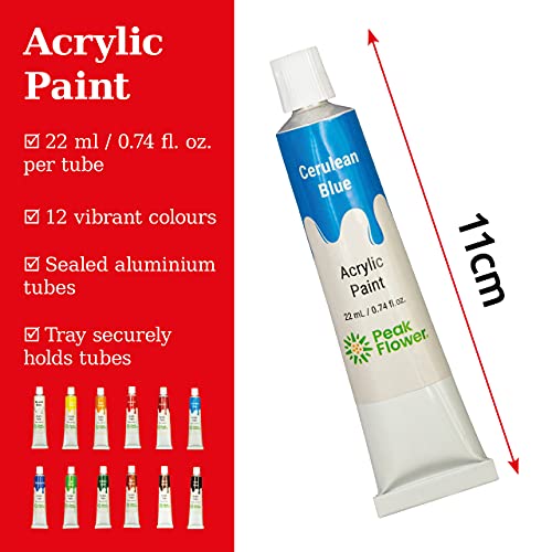 Peak-Flower-Acrylic-Paint-Set-12x22ml-Vibrant-Colours-for-Artists-Beginners-Adults-Kids-Ideal-for-Canvas-Paper-Ceramic-Stones