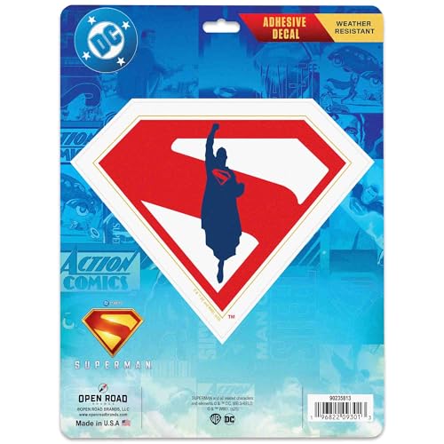 Image of DC Comics Superman Shield Adhesive Vinyl Decal - Bold Superman Logo Sticker for Vehicle Windows or Bumpers