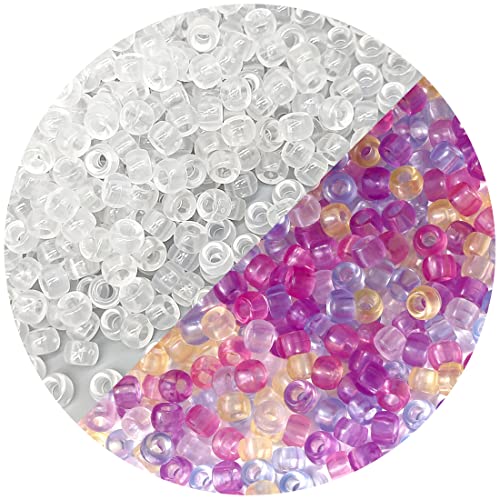 Auvoau 1000Pcs UV Pony Beads Bracelet 9mm Solar Magic Beads Color Changing for Necklace Hair Beads Key Chain Jewelry Making