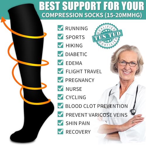 Image of Laite Hebe 3 Pack Medical Compression Sock-Compression Sock For Women and Men Circulation -Best for Running,Nursing,Athletic Sports