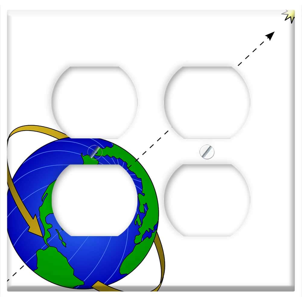 Double Duplex Outlet Wall Plate Cover - Earth North Star North Navigation Globe Sphere