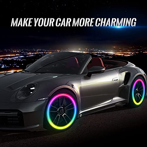 Jupizeus Led Flash Tire Lights,Ic Light Sensitive,2 Lamp Beads More Flash, Colorful Wheel Lights,For Car Motorcycle Cart Truck,Waterproof,Motion Activated,Fit In Woods/Schrader Valve (4 Pcs) #TOP3