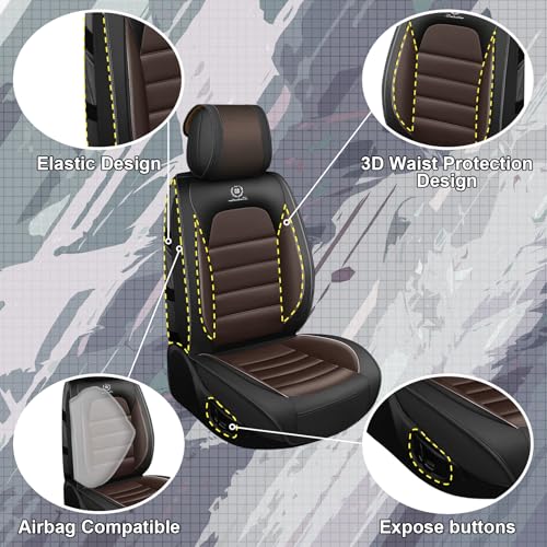 Image of Full Set Car Seat Covers for Ford F-150 F250 F-350 XL XLT STX Lariat King Ranch Platinum Raptor Seat Covers 2007-2026, Waterproof Seat Protectors(Standard 5 Seats /Black&Coffee)