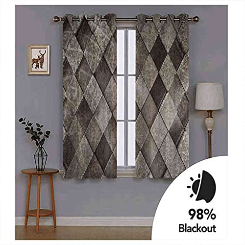 Rideau occultant à oeillets carré gris rétro en tissu polyester isolant haut de gamme