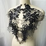 Material: Stoff; Spitze; Mesh SCDZS 2 stücke Schwarze Pailletten Blume quaste hochzeitskleid Appliques Spitze Stoff bestickte sätze Kragen mesh nähen Patch für Kleid DIY dekor