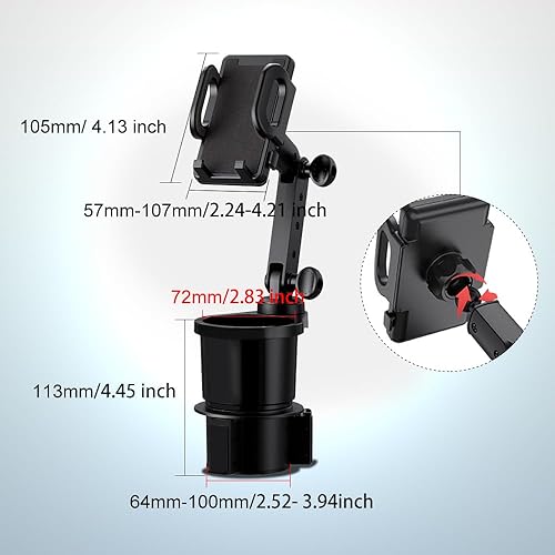 Miniatura 2 de Portavasos de automóvil para teléfono celular, expansor de portavasos para automóvil con soporte para teléfono, brazo largo para automóvil con