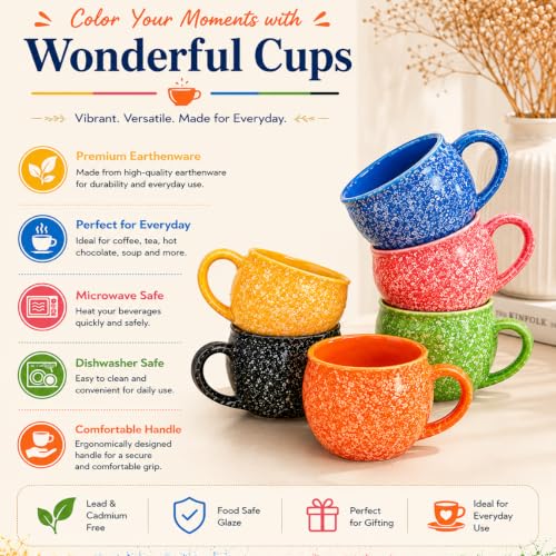 Image of Colorfull Ceramic Tea Cup Set of 6 Pcs - 100ml | Tea /Chai Cup Sets Coffee Mugs Ceramic Dinnerware Crockery for Kitchen | Ideal for Kitchen, Home Daily Use & Gifting