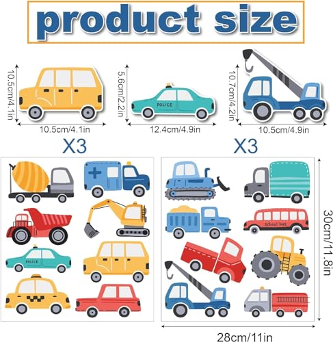 Cntg Design CNTGDSGN1980 48 Pcs Construction Vehicles Wall Decals Car Truck Bus Tractor Excavator Transportation Wall Stickers Kids Bedroom Boys Room Playroom Wall Decor thumb #1