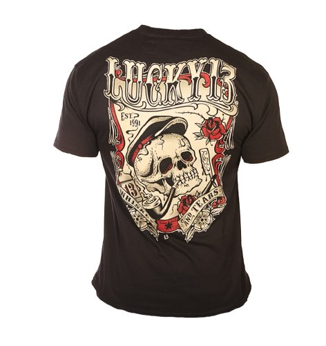 Amazon.com: Lucky 13 Men's Apparel Whiskey and Tears Tee Black