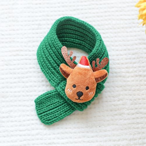 BT Bear 2 PCS Christmas Pet Scarf with Christmas Hat Set,Dog Knitted Scarf Puppy Cat Christmas Costume Pet Scarves Holiday Dress Up for Cats Small Dogs (Green,M) - Image 2