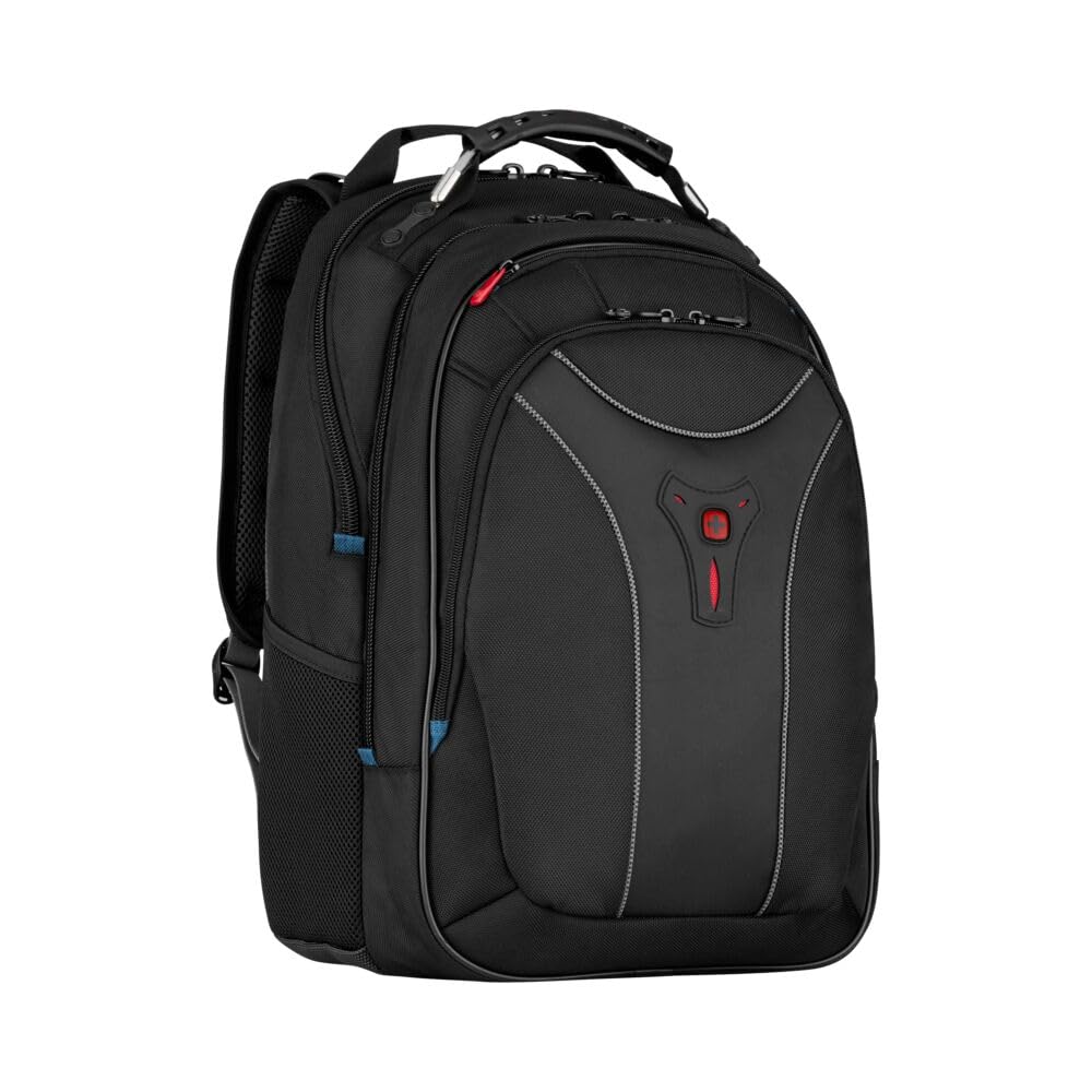 WengerCarbon 30 Litre Laptop Backpack with Carrying Handle, Padded Shoulder Straps, 17 Inch Laptop Sleeve, For Work, School, Travel, Black, 600637