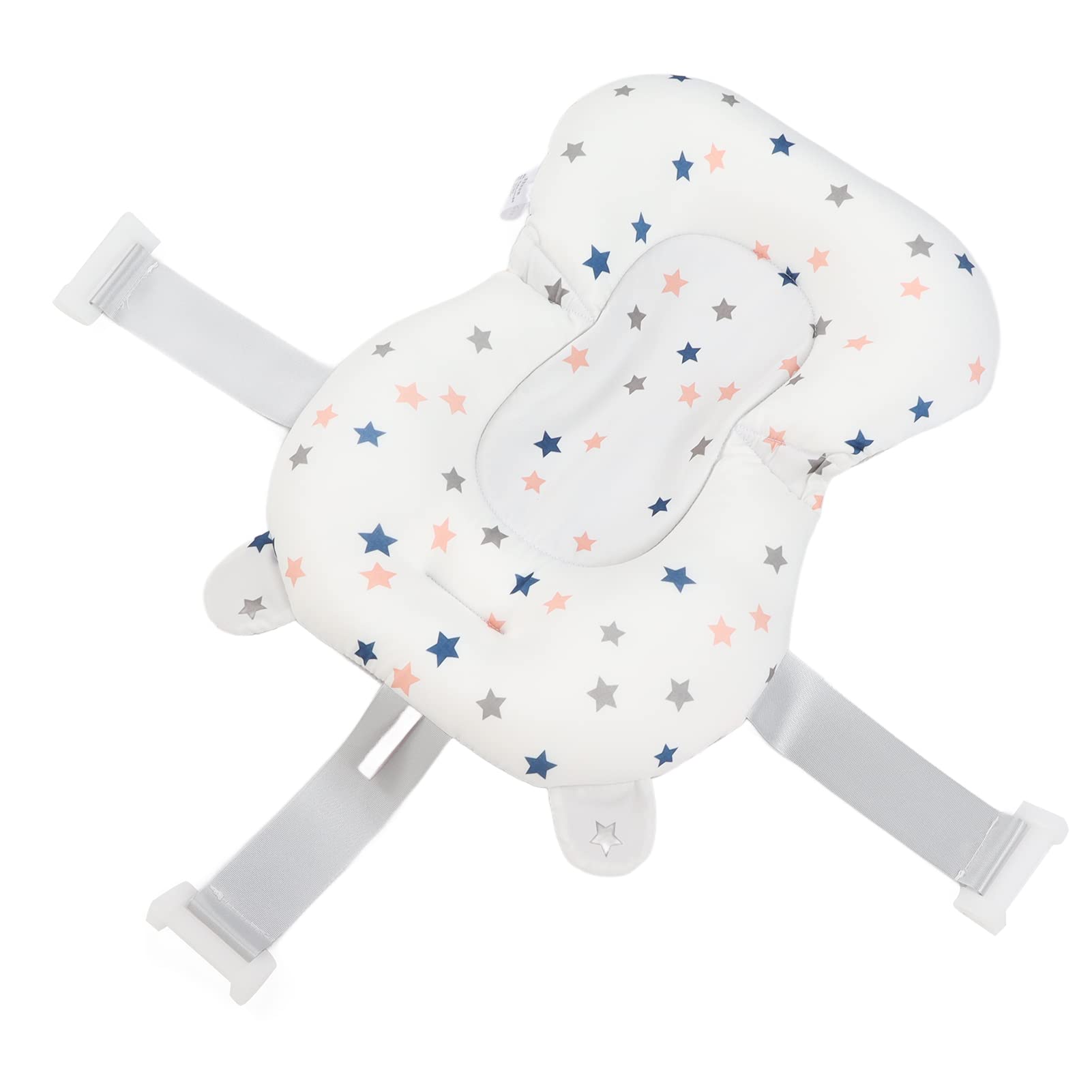 Yinhing Coussin de Siège de Bain pour bébé avec 3 Ceintures de sécurité et Tissu à 3 Couches pour Baignoire (Etoiles)