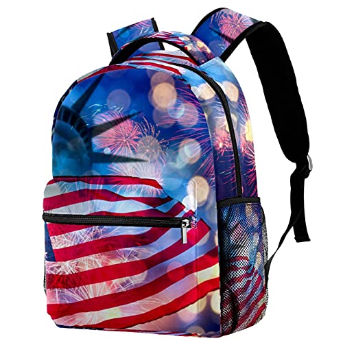 Sac à dos de voyage campus drapeau américain Statue de la Liberté mixte